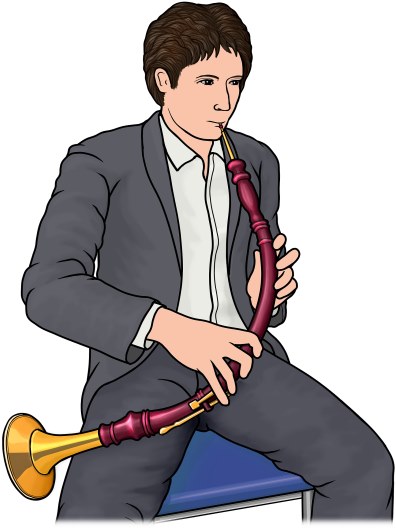 playing oboe da caccia