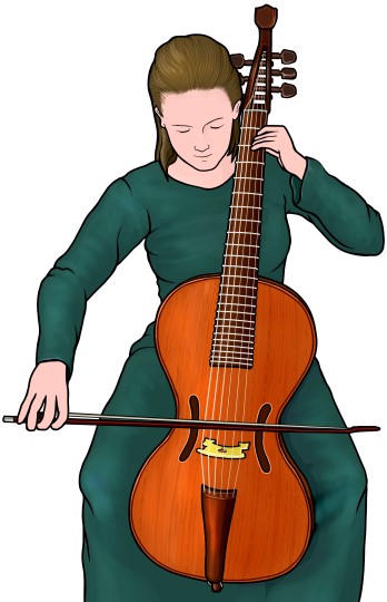 Bowed string instrument/arpeggione player