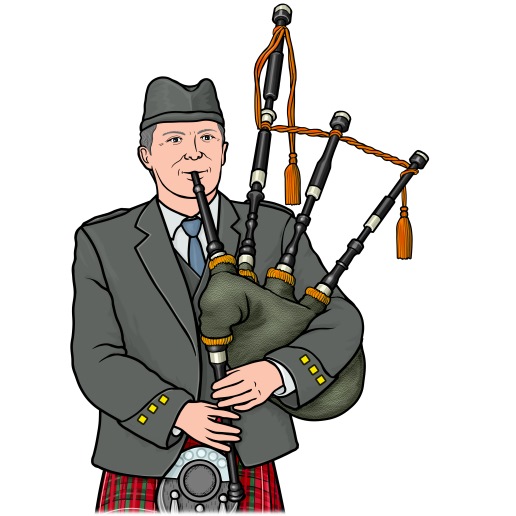 bagpiper : great highland bagpipes (Scottish bagpipes)