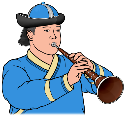 Mongolian musical instrument : bishguur player