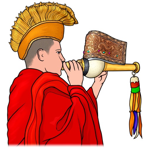 dungdkar(Shankha) player/Tibetan Conch Shell Trumpet/Tibetan monk