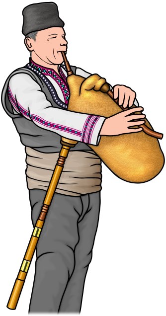Thracian bagpipes : gaida player