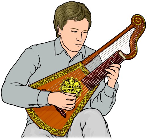 playing harp-lute