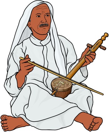 rababa player : bowed string instrument