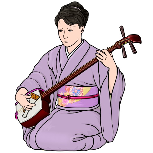 shamisen (It is by attaching a cat skin on body)